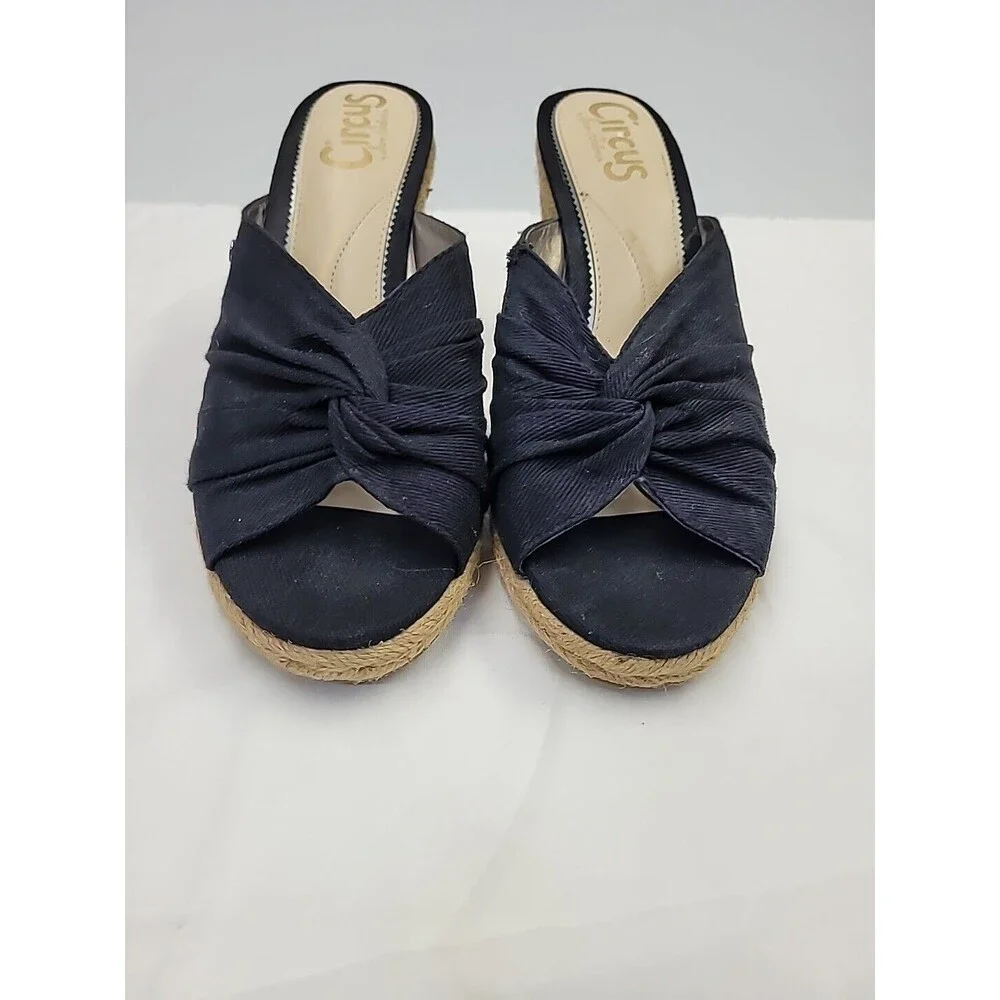 Circus By Sam Edelman Women's 10 Knot Espadrille‎ Wedge Clog Mules Sandals Black